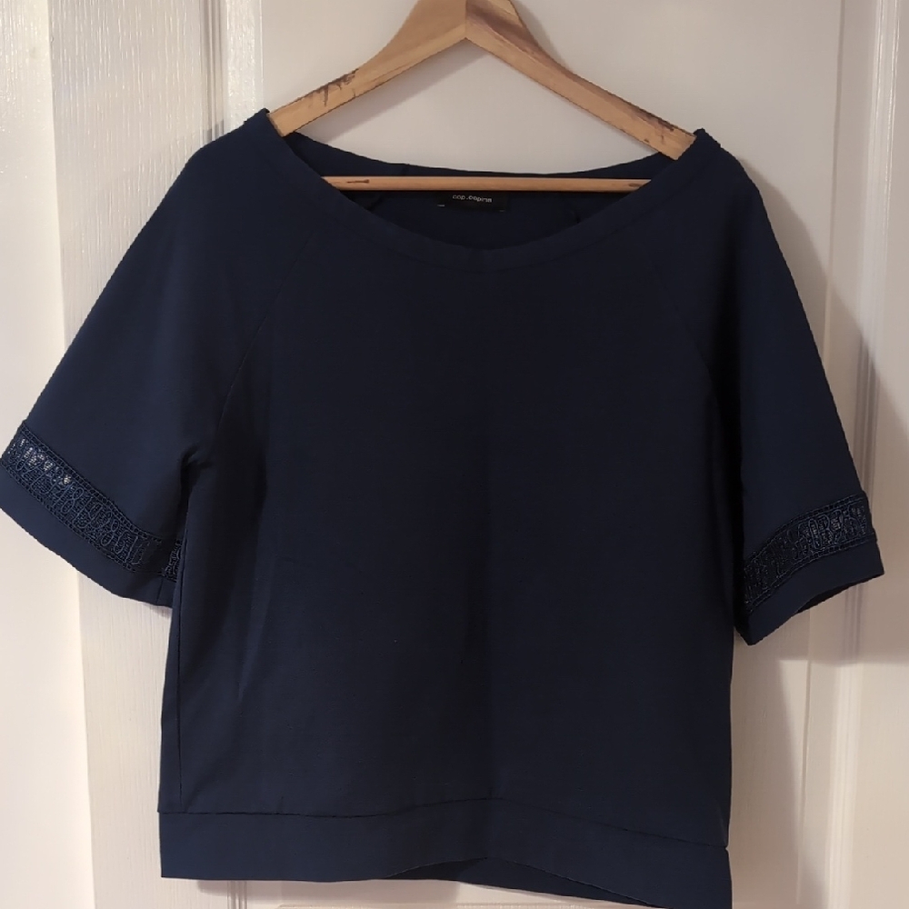 Cop.Copine Dark Blue Short Sleeve Top